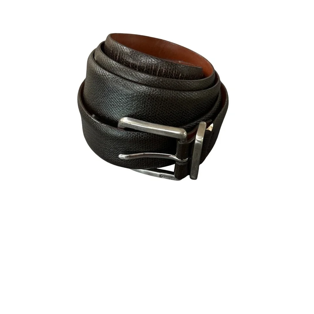 Coach Leather Belt Mens 36 Dark Brown Excellent Calfskin Solid Brass 5949